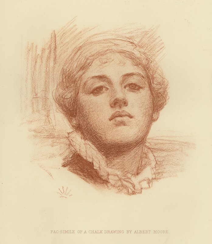 Faksimil av en kritateckning (gravyr) av Albert Joseph (after) Moore