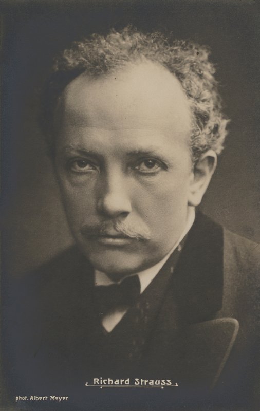 Porträtt av den musikaliska kompositören Richard Strauss (s/v foto) av Albert Meyer