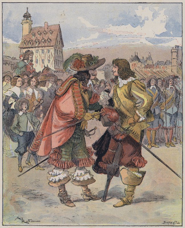Illustration för Le Capitaine Bellormeau av och illustrerad av A Robida (färg litho) av Albert Robida
