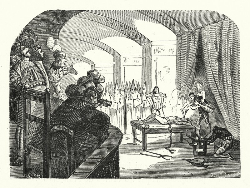 Inkvisitionen i Frankrike under Franciskus I:s regeringstid (gravyr) av Albert Robida