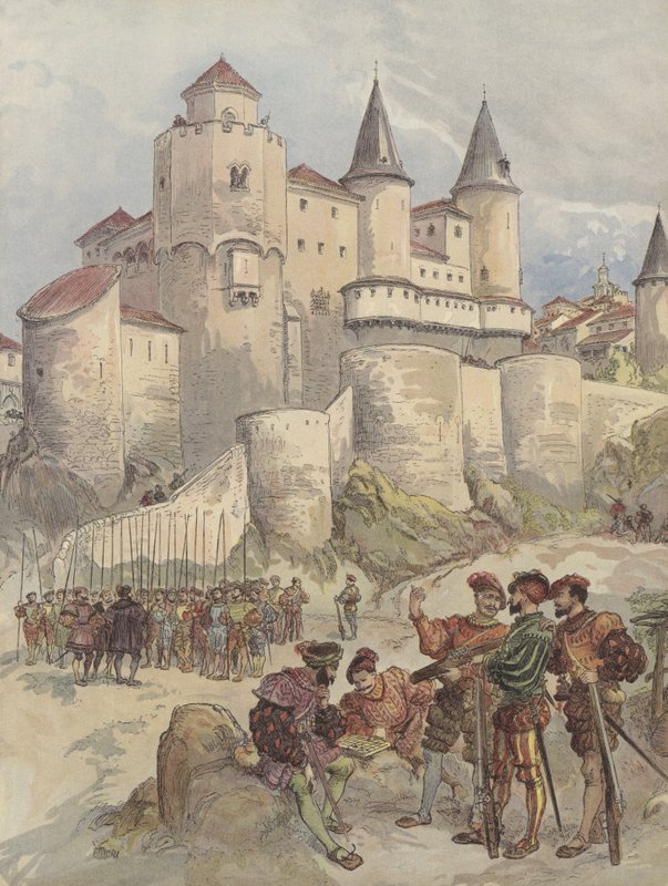 Fången Francois I är inlåst i ett torn på Alcazar i Madrid av Albert Robida