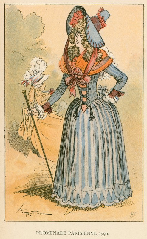 Parisiska strandpromenaden 1790 av Albert Robida