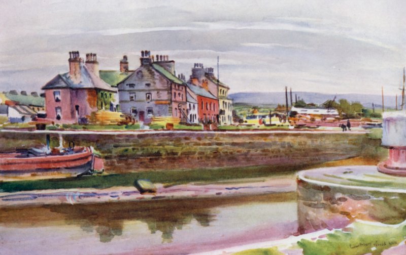 Glasson, on the Lune (färg litho) av Albert Woods