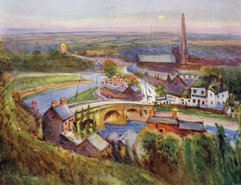 Walton-le-Dale (lito i färg) av Albert Woods