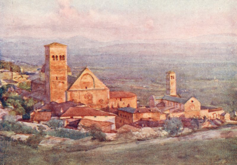 Assisi (färglitografi) av Alberto Pisa