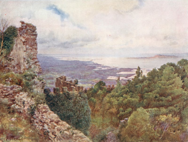 Kusten nära Trapani och ön Aigousa, scen för den romerska sjösegern, 242 f.Kr. av Alberto Pisa