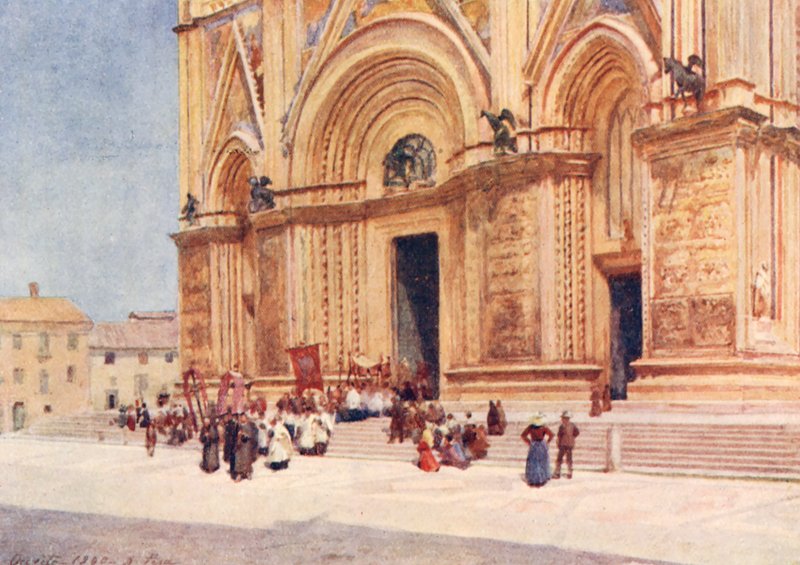 Duomo, Orvieto (färglitografi) av Alberto Pisa