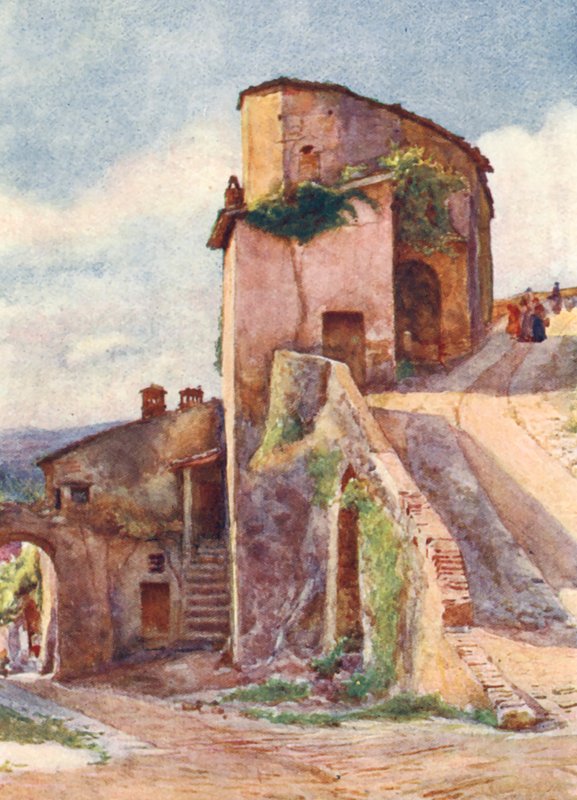 Porta Veneris, Spello (färglitografi) av Alberto Pisa
