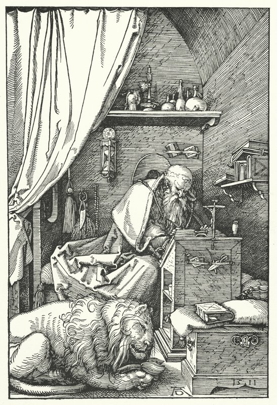 St Jerome i sin cell av Albrecht Dürer