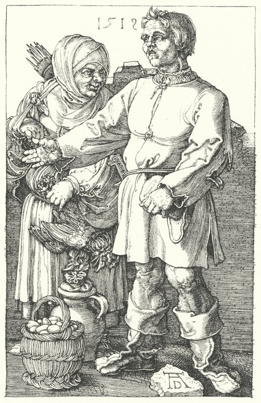 Bönder som säljer sina produkter av Albrecht (after) Durer or Duerer