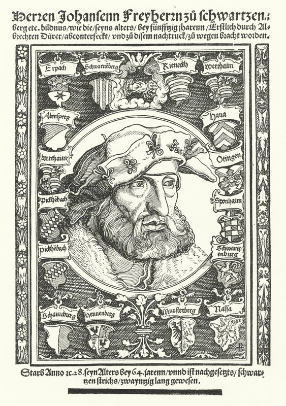 Johann av Schwarzenberg, tysk moralist, poet och reformator (gravyr) av Albrecht (after) Durer or Duerer
