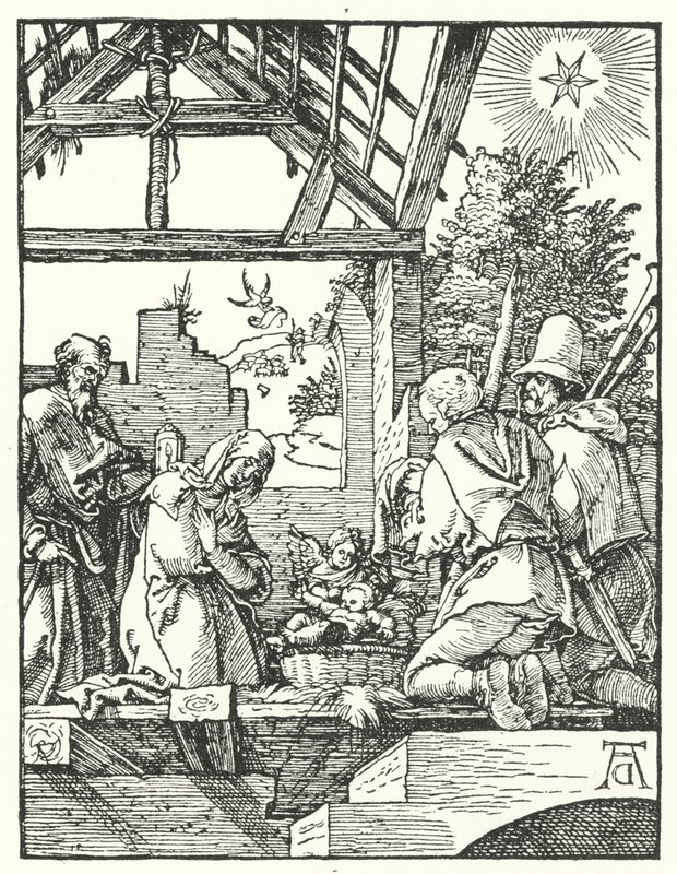 Herdarnas tillbedjan (gravyr) av Albrecht (after) Durer or Duerer