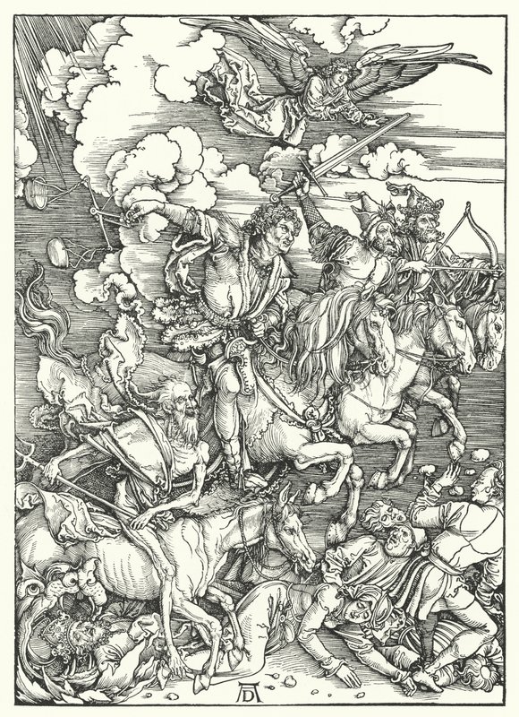 The Four Horsemen of the Apocalypse (gravyr) av Albrecht (after) Durer or Duerer
