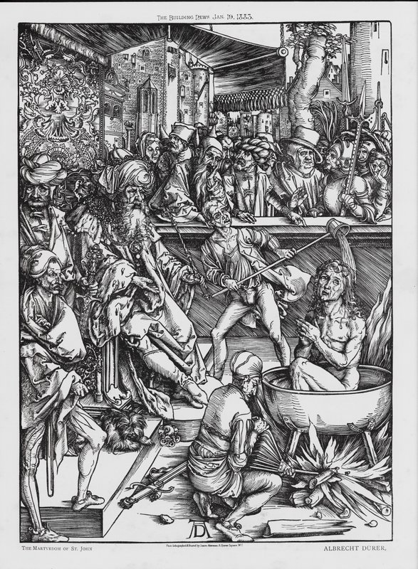 Den helige Johannes martyrskap (gravyr) av Albrecht (after) Durer or Duerer