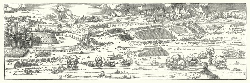 Belägringen av en fästning (gravyr) av Albrecht (after) Durer or Duerer