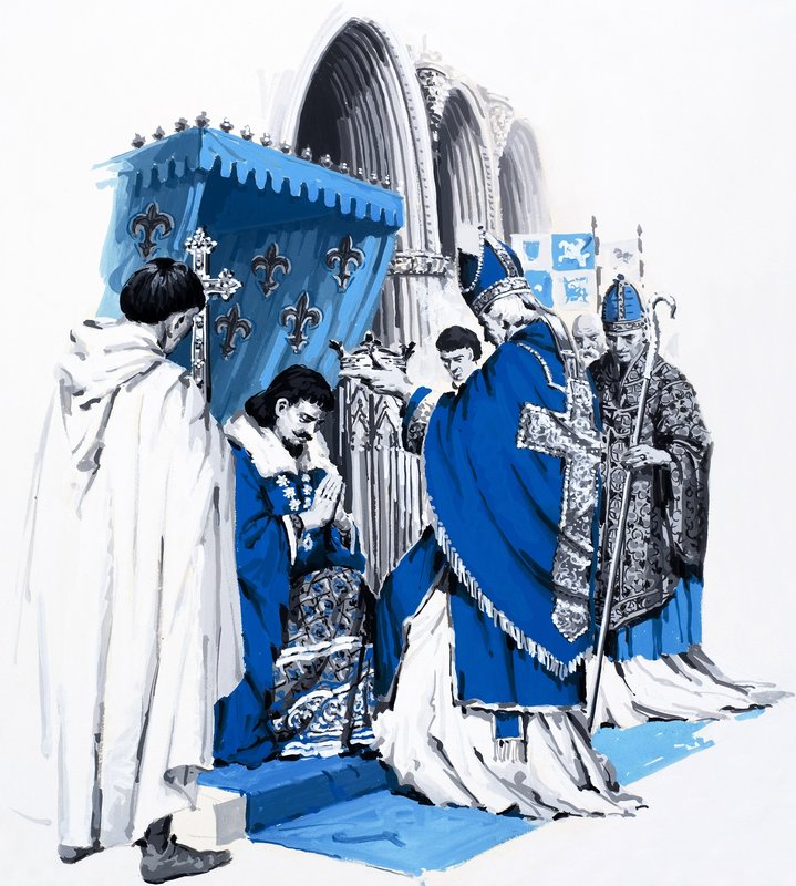 Hundraårskriget, från "The Story of France" (gouache på papper) av Alessandro Biffignandi