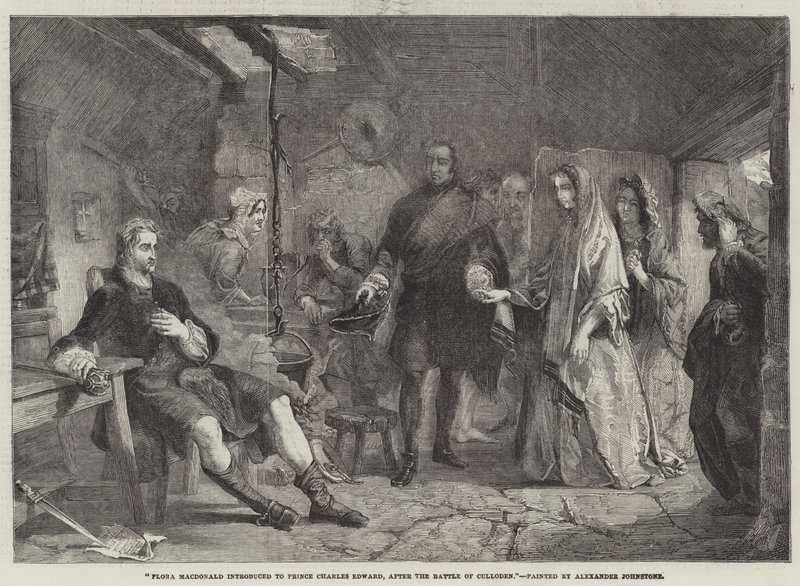 Flora Macdonald introducerades för prins Charles Edward, efter slaget vid Culloden av Alexander Johnston