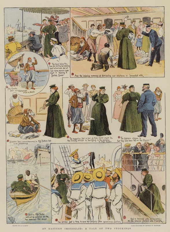 An Eastern Imbroglio, en berättelse om två strumpor (chromolitho) av Alexander Stuart Boyd