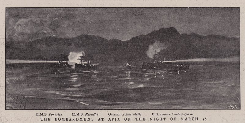 Bombardementet vid Apia natten den 16 mars av Alexander Stuart Boyd
