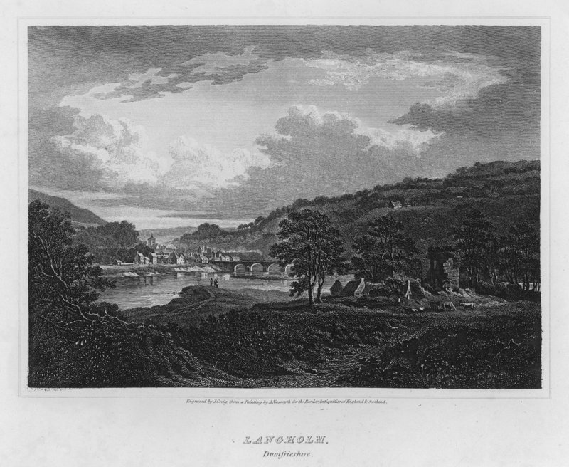 Langholm, Dumfrieshire (gravyr) av Alexander (after) Nasmyth