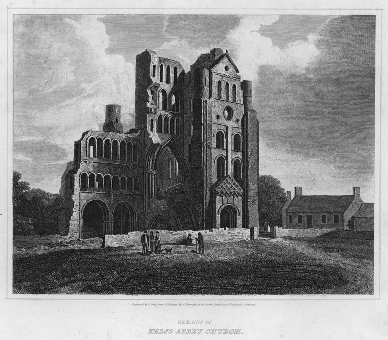 Rester av Kelso Abbey Church (gravyr) av Alexander (after) Nasmyth