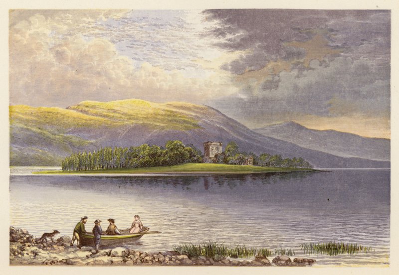 Sceneri från skotsk sjö: Loch Leven (färglitografi) av Alexander Francis (after) Lydon