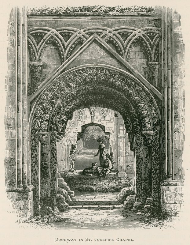 Glastonbury Abbey, dörröppning i St Josephs kapell av Alexander Francis Lydon