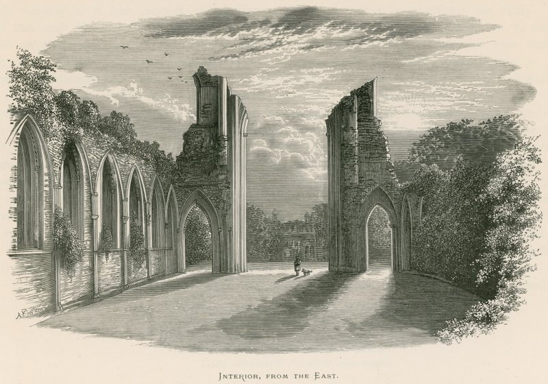 Glastonbury Abbey, interiör, från öst av Alexander Francis Lydon