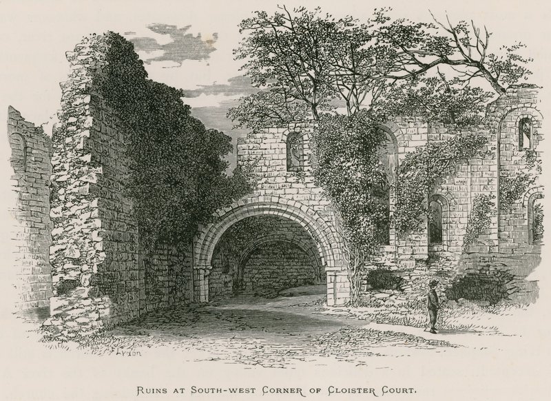 Kirkstall Abbey, ruiner vid sydvästra hörnet av Cloister Court av Alexander Francis Lydon