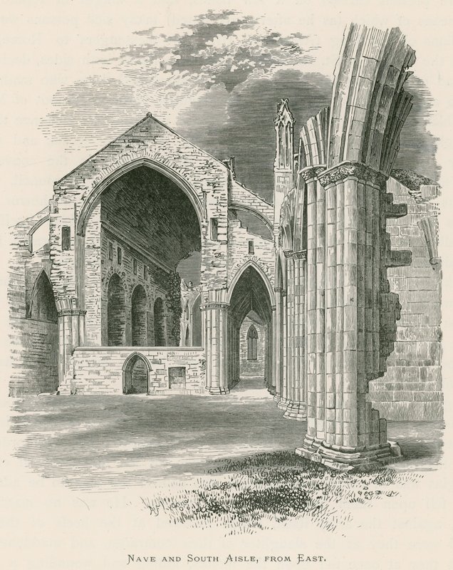 Melrose Abbey, mittskeppet och södra gången, från öster av Alexander Francis Lydon
