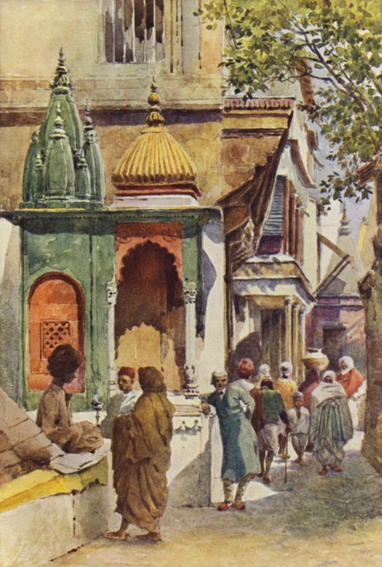 En hörnhelgedom i en Benares gränd av Alexander Henry Hallam Murray
