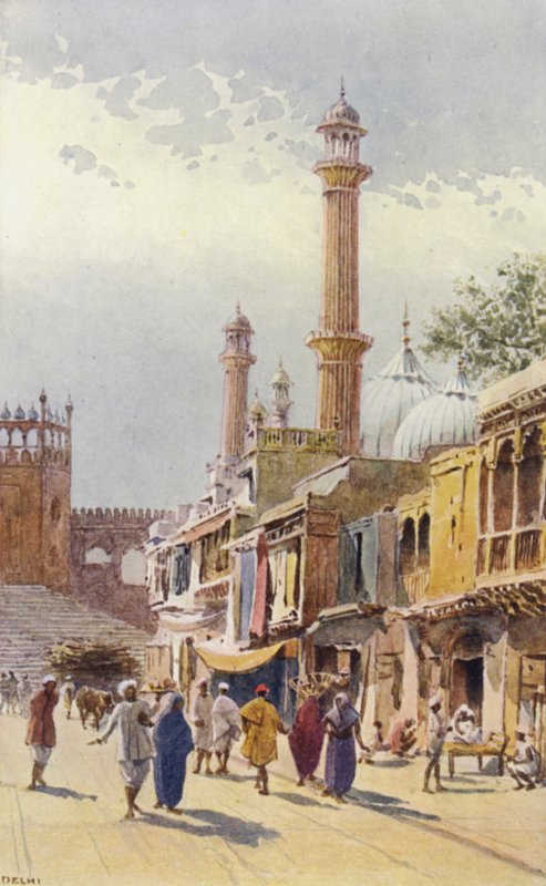 En gata i Delhi, med utsikt mot Jumma Musjid av Alexander Henry Hallam Murray