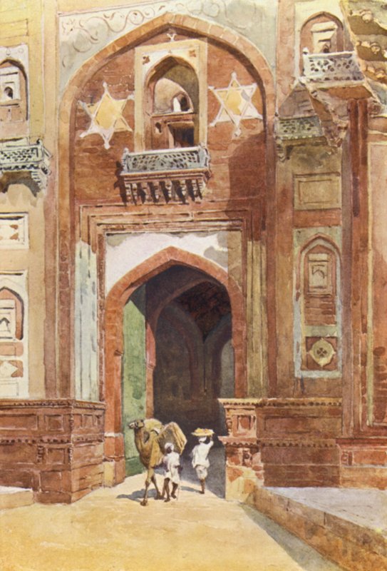 Agra Fort, innanför Delhi Gate (färg litho) av Alexander Henry Hallam Murray
