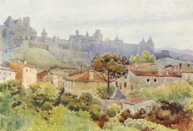 Carcassonne, Cite (färg litho) av Alexander Henry Hallam Murray