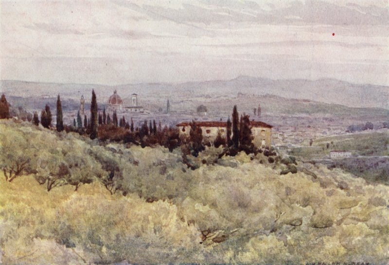 Florens från San Domenicos olivträdgård (färg litho) av Alexander Henry Hallam Murray