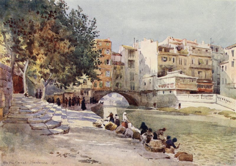 Narbonne, "The Canal Of The Two Seas" (färg litho) av Alexander Henry Hallam Murray