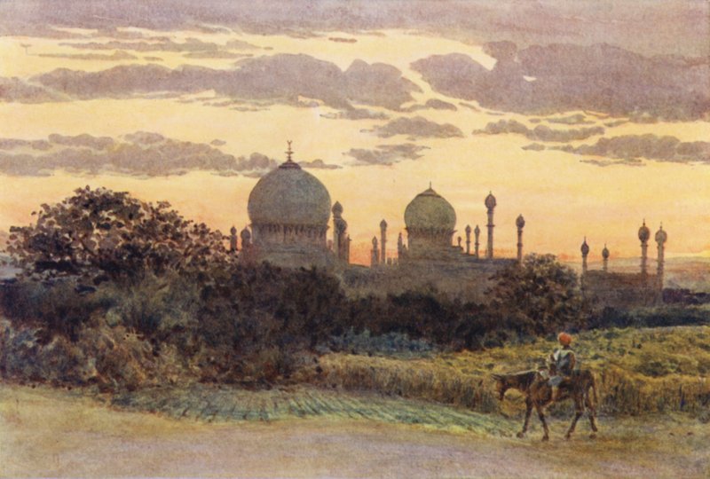 Solnedgång bakom Ibrahim Roza, Bijapur av Alexander Henry Hallam Murray