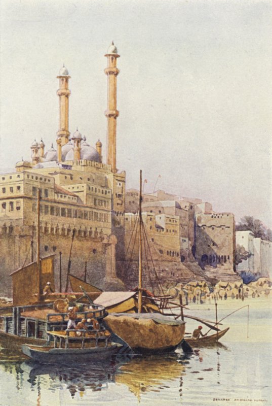 Ghats nedanför Aurangzebs moské, Benares av Alexander Henry Hallam Murray