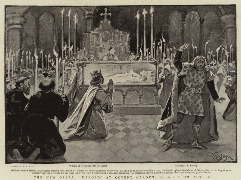 The New Opera, Harold, i Convent Garden, scen från akt II av Alexander Stuart Boyd