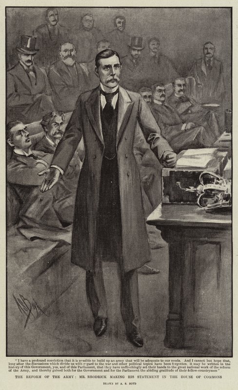 Reformen av armén, Rrodrick gör sitt uttalande i underhuset. av Alexander Stuart Boyd