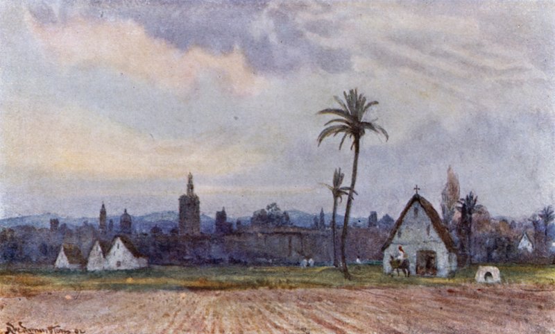 Utanför Valencia (färg litho) av Alexander Wallace Rimington