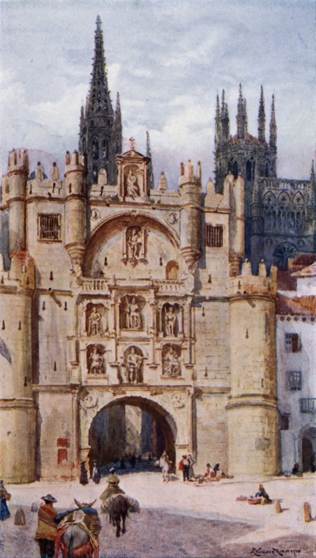 Puerta S Maria, Burgos (färg litho) av Alexander Wallace Rimington