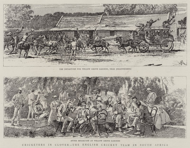 Cricketspelare i Clover, det engelska cricketlaget i Sydafrika av Alfred Chantrey Corbould