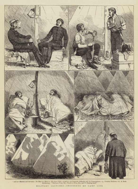 Militära skisser, incidenter av lägerliv av Alfred Chantrey Corbould
