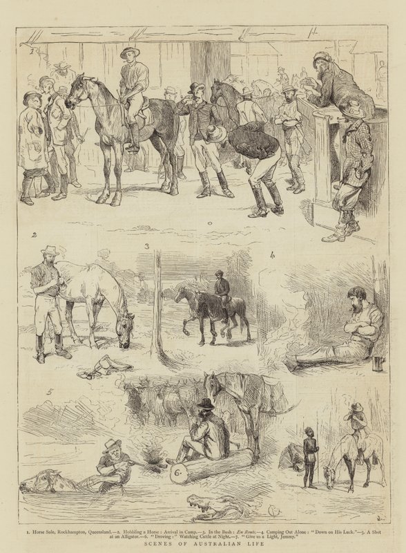 Scener av australiensiskt liv av Alfred Chantrey Corbould