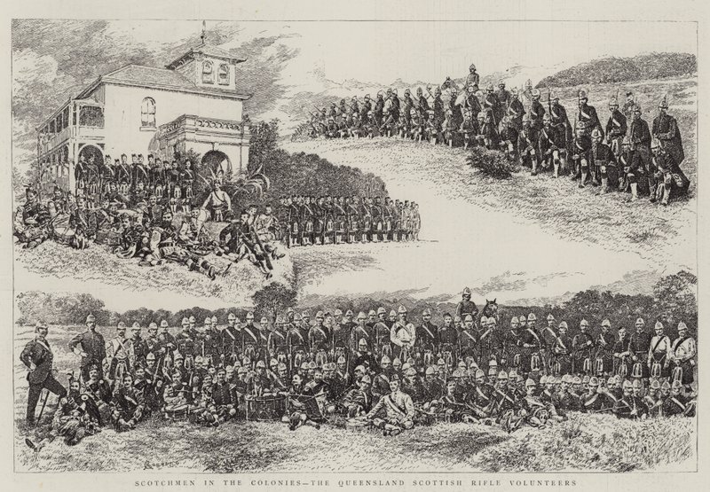 Skottar i kolonierna, Queensland Scottish Rifle Volunteers av Alfred Chantrey Corbould