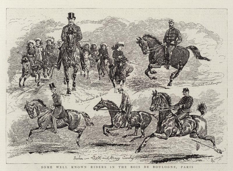 Några välkända ryttare i Bois de Boulogne, Paris av Alfred Chantrey Corbould