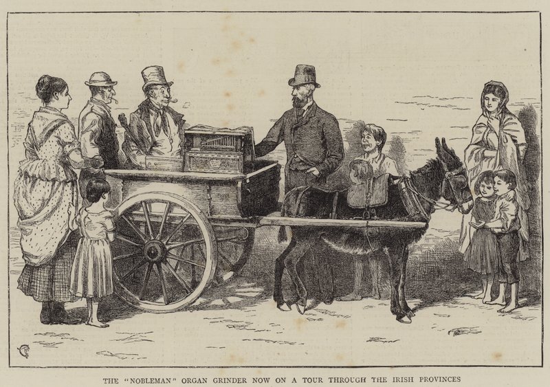 Nobleman Organ Grinder nu på turné genom de irländska provinserna av Alfred Chantrey Corbould