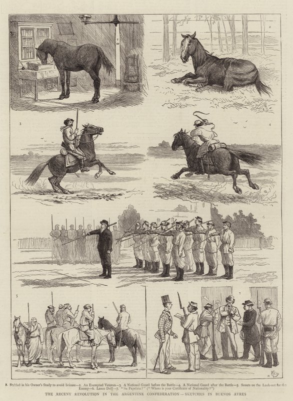 Den senaste revolutionen i den argentinska förbundet, skisser i Buenos Ayres av Alfred Chantrey Corbould