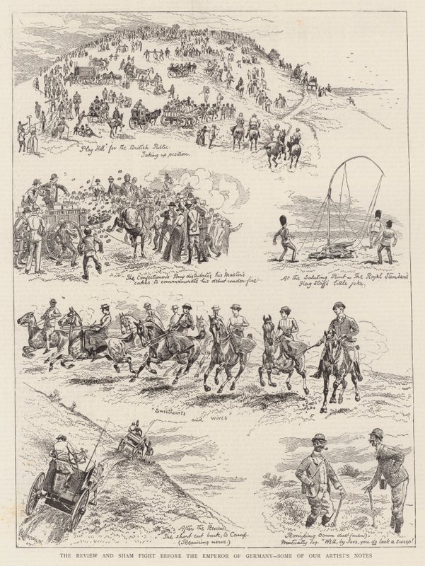 Recensionen och skenstriden inför kejsaren av Tyskland, några av våra artisters anteckningar av Alfred Chantrey Corbould